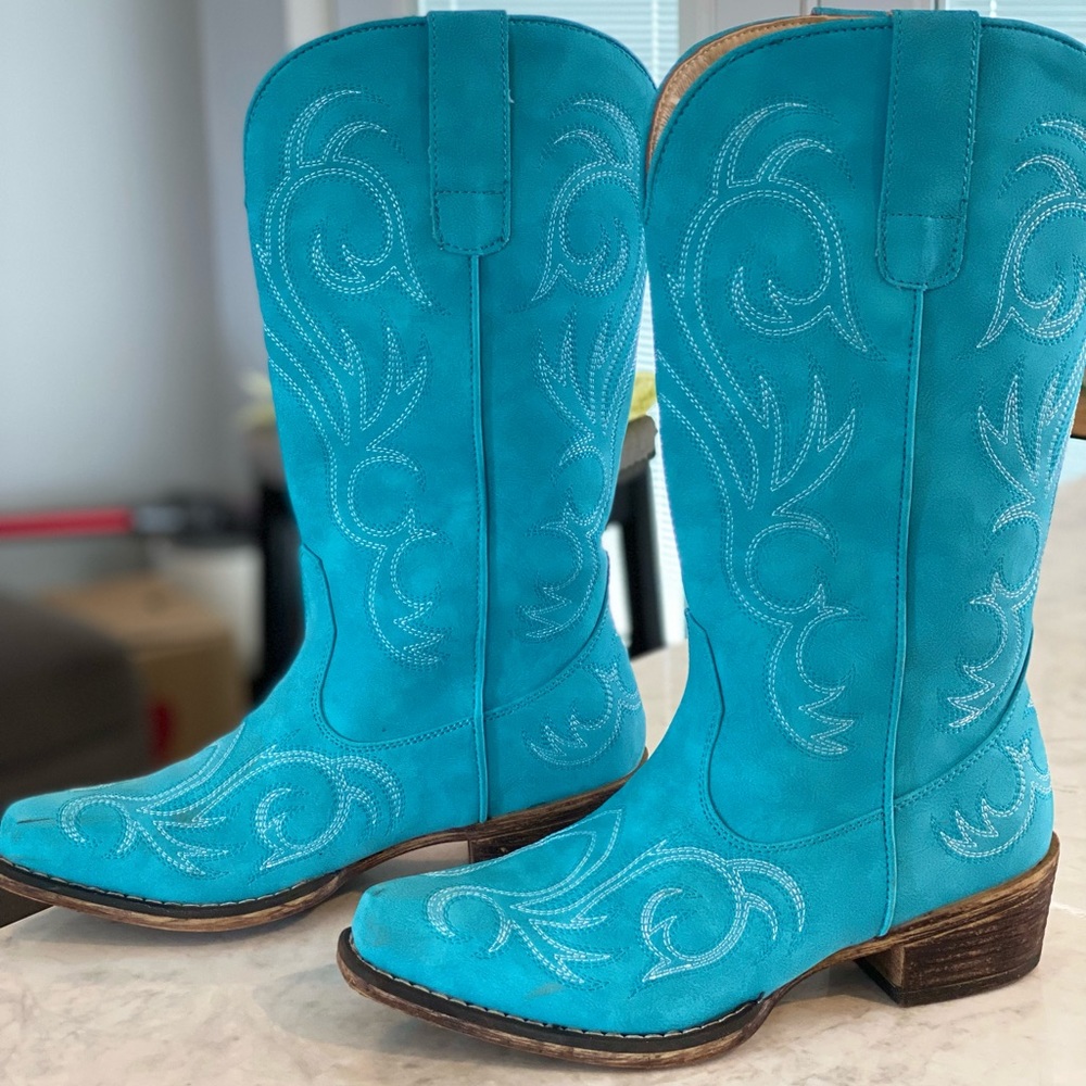 Roper Boots - Teal - Size kids 5